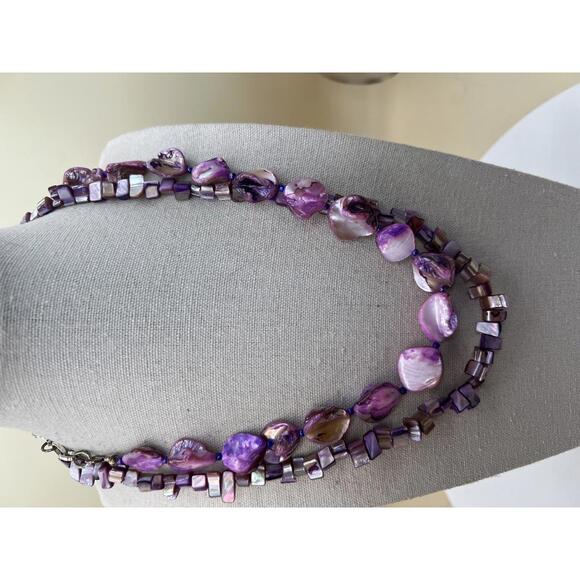 Jewelry - Double Strand Purple Shell Bead Necklace